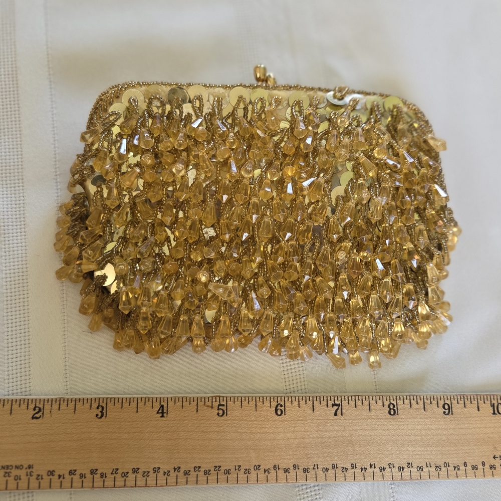 Source Unknown Gold Crystal Embellished Clutch